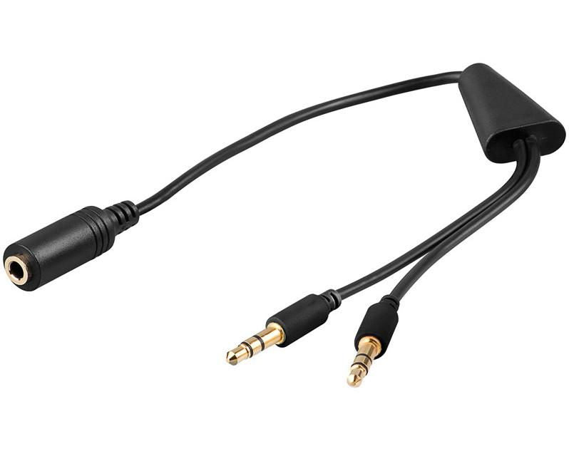 Microconnect AUDAL 0.4m Audio Cable – 2 x 3.5mm Male to 3.5mm Female, Black
