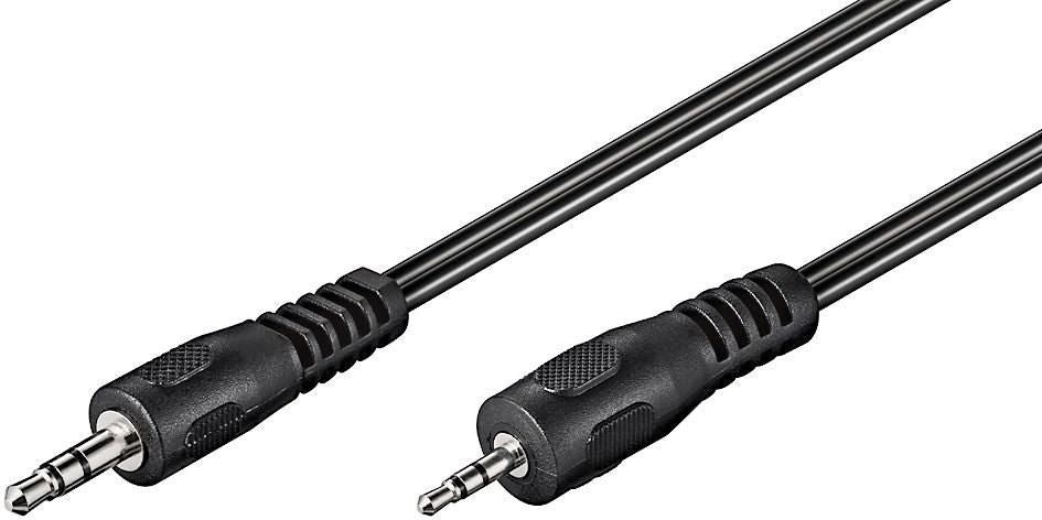 MicroConnect AUD3525LL2 Audio Cable 2m 3.5mm Male to 2.5mm Male Stereo Black Flat Tangle-Resistant