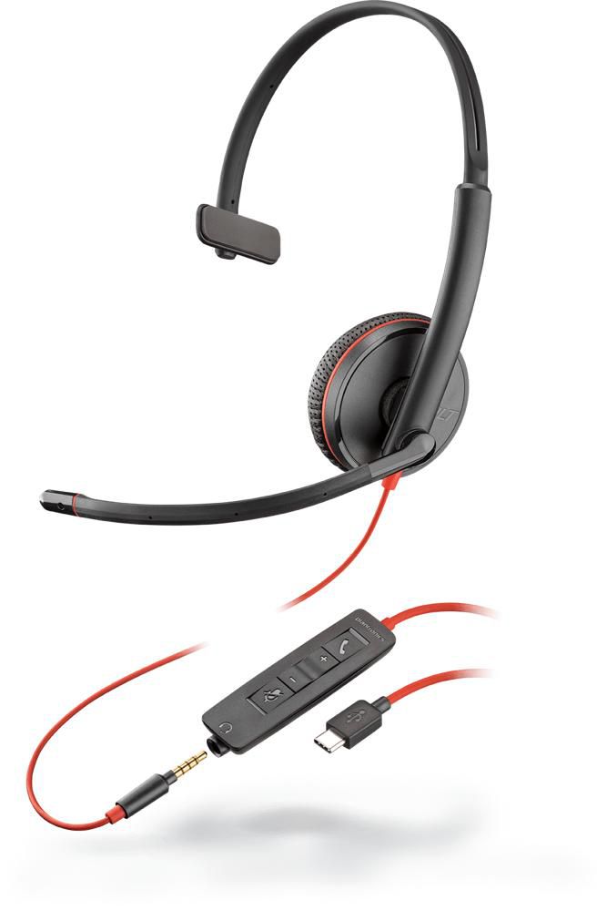 Poly 209750-201 Blackwire 3215 USB-C Monaural Headset with Noise-Cancelling Microphone