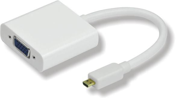 MicroConnect HDMIDVGA Micro HDMI to VGA Adapter – Full HD 1080p, 25cm, White, Active Video Converter
