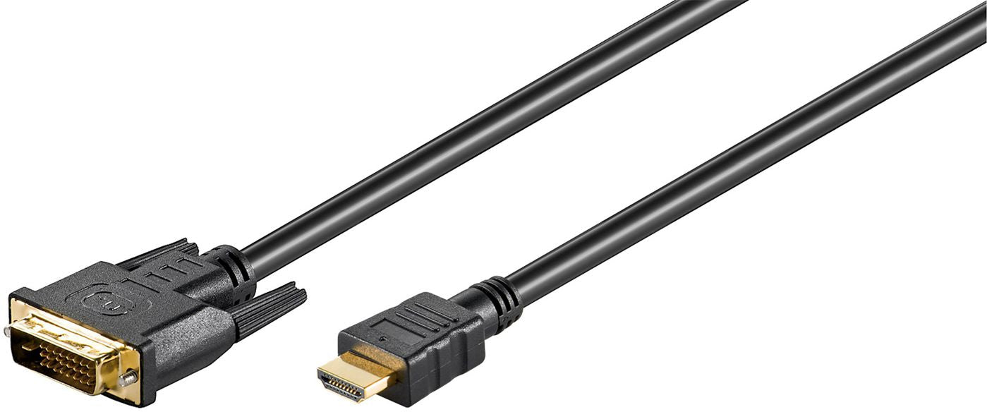 MicroConnect HDM192413 HDMI to DVI-D Dual-Link Cable 3m – 1080p Gold-Plated, Black
