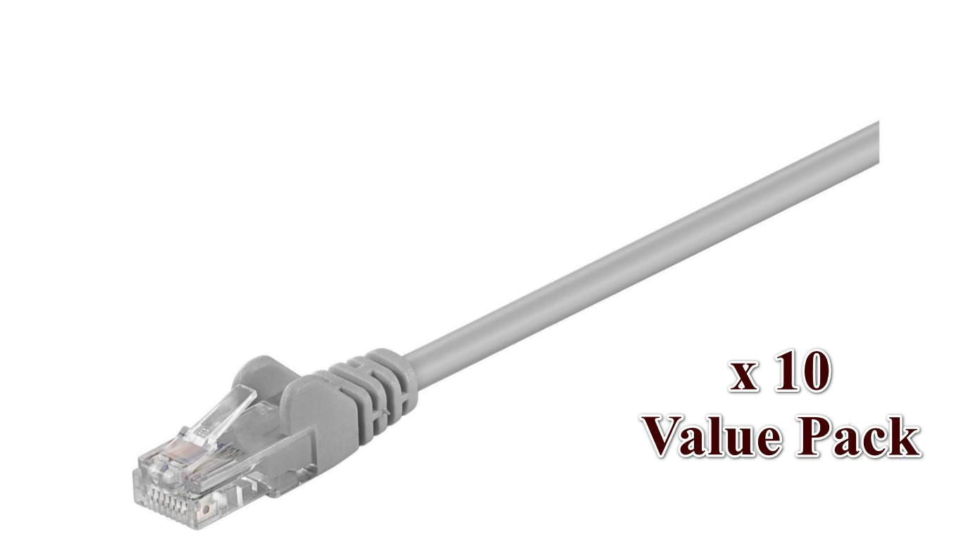 MicroConnect V-UTP505VP Cat5e Network Cable 5m U/UTP Grey 10-Pack