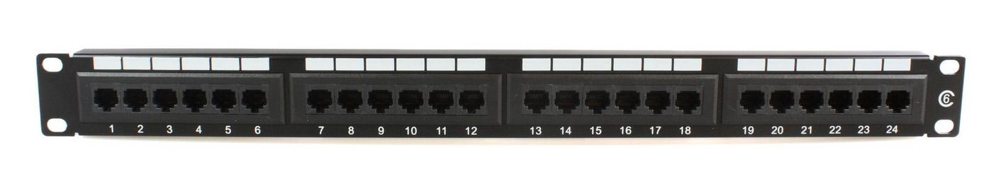 MicroConnect PP-004 1U 24-Port Cat6 Patch Panel – Rack Mount Black