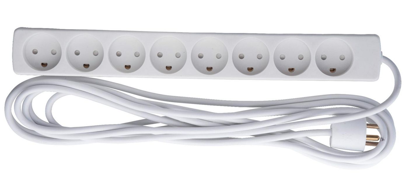 MicroConnect GRU00850WDK 8-Way Power Strip with 5m Cable White Type K