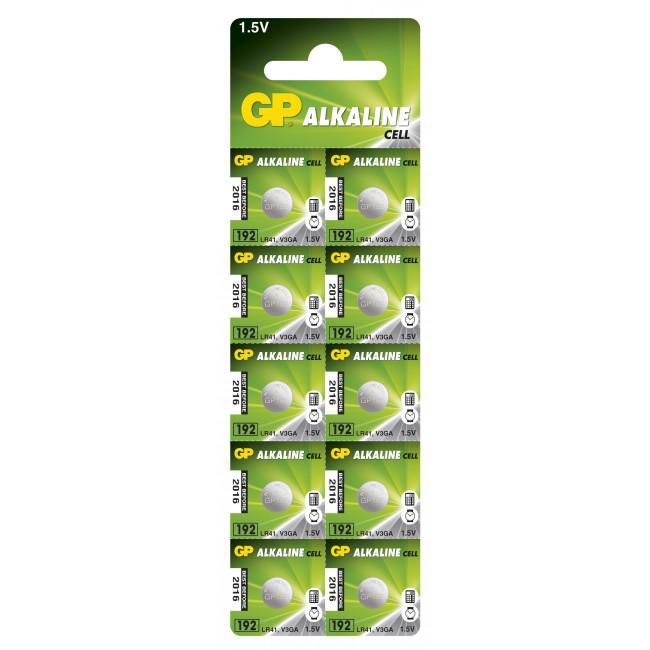 GP 17168 Alkaline Button Cell LR41 1.5V – 10 Pack Batteries
