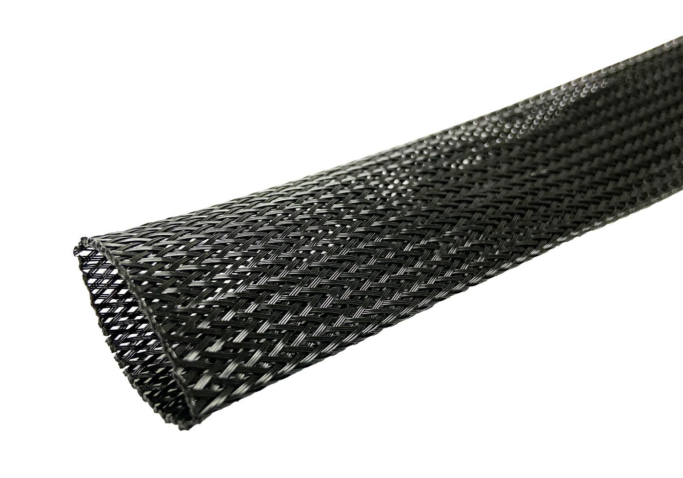 MicroConnect CABLESLEEVE030-50B Expandable Polyester Cable Sleeve – 30mm Diameter, 50m Roll, Black, Flame-Retardant