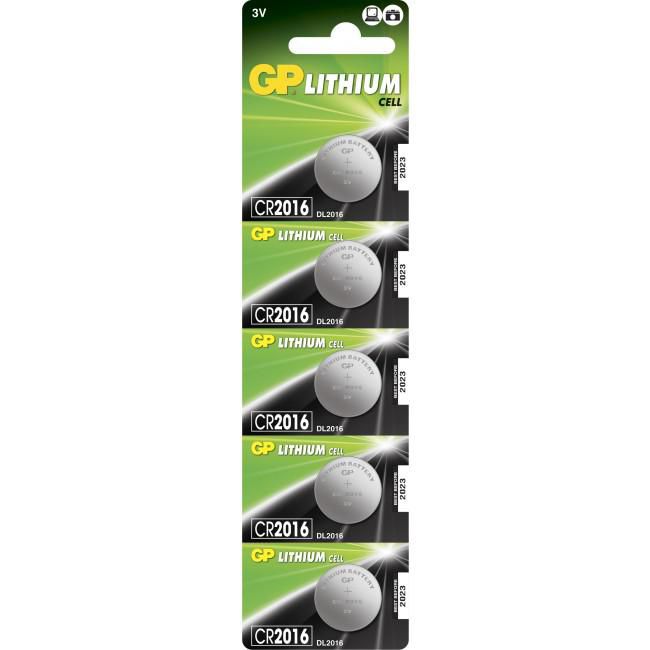 GP 2283 Household Batteries – Lithium CR2016 3V 5-Pack