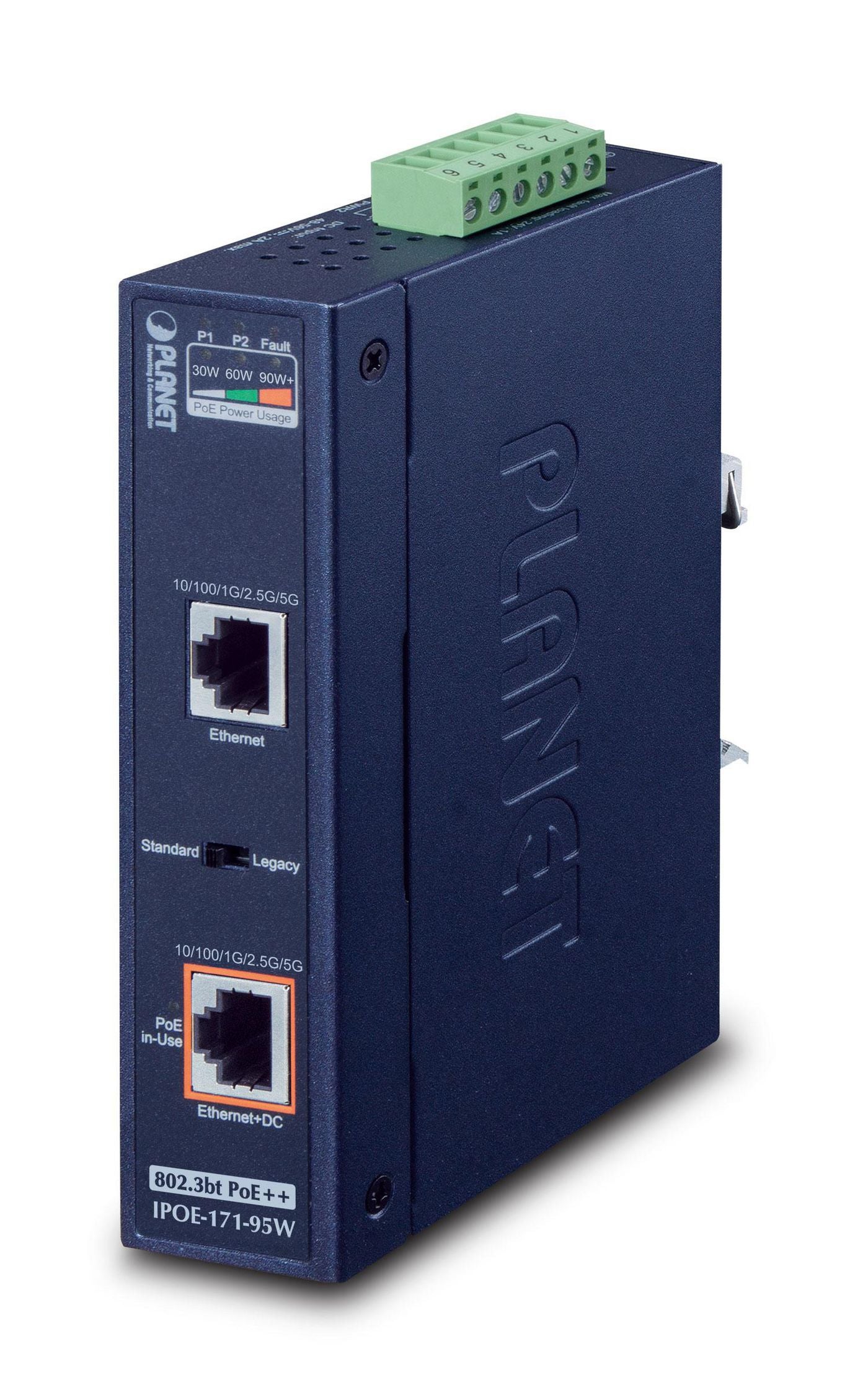 Planet IPOE-171-95W Industrial PoE++ Injector – Single-Port 95W Multi-Gigabit