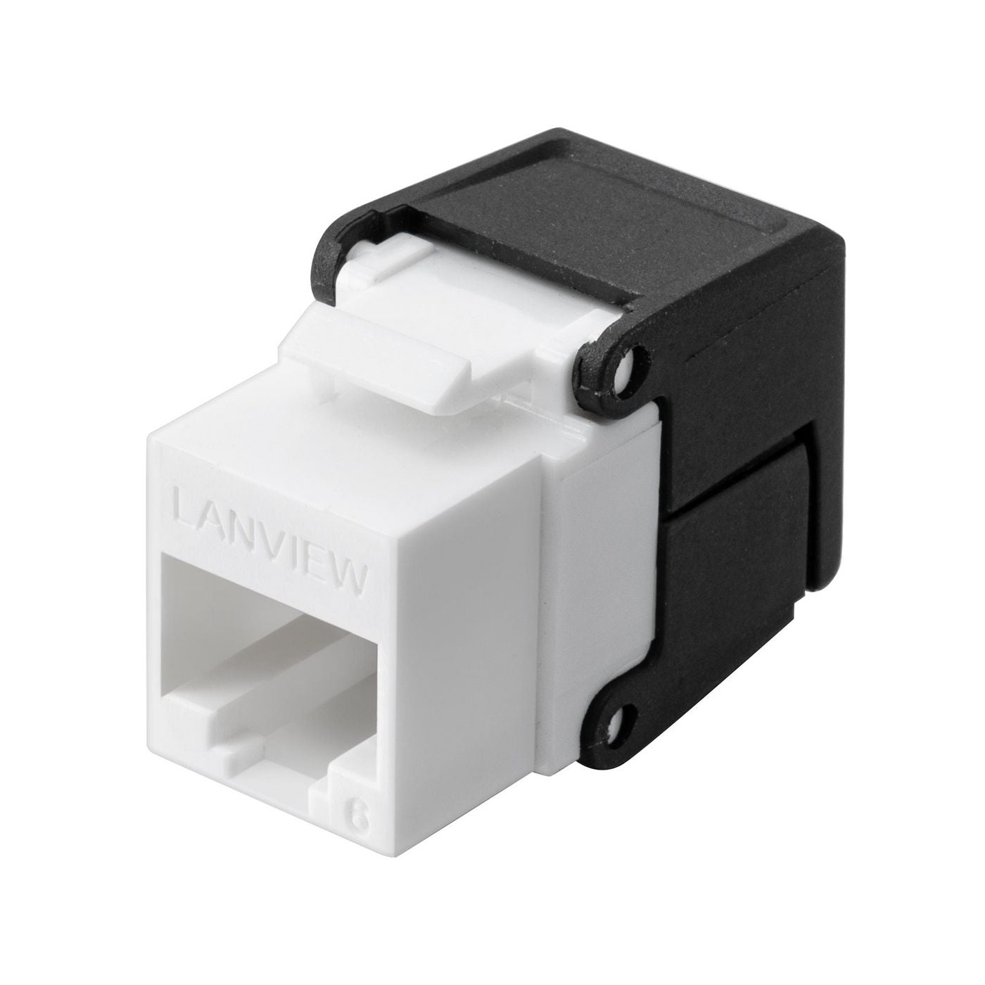 Lanview LVN128078 Keystone Module – Cat6 U/UTP RJ-45 Flip Jack Black, Tool-Free Installation