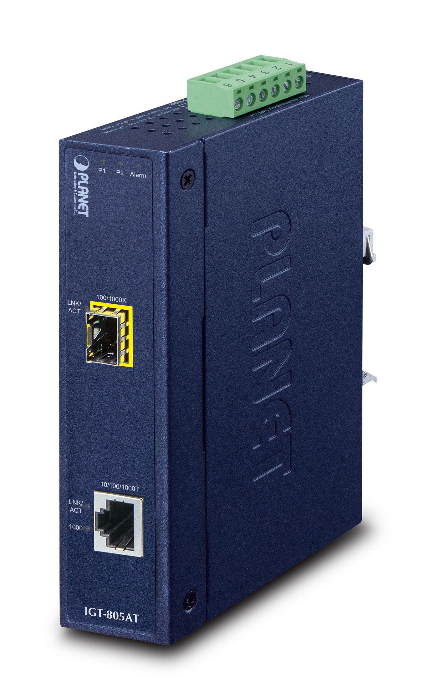 Planet IGT-805AT Industrial SFP Media Converter – 1000Mbps, IP30, 5-Year Warranty
