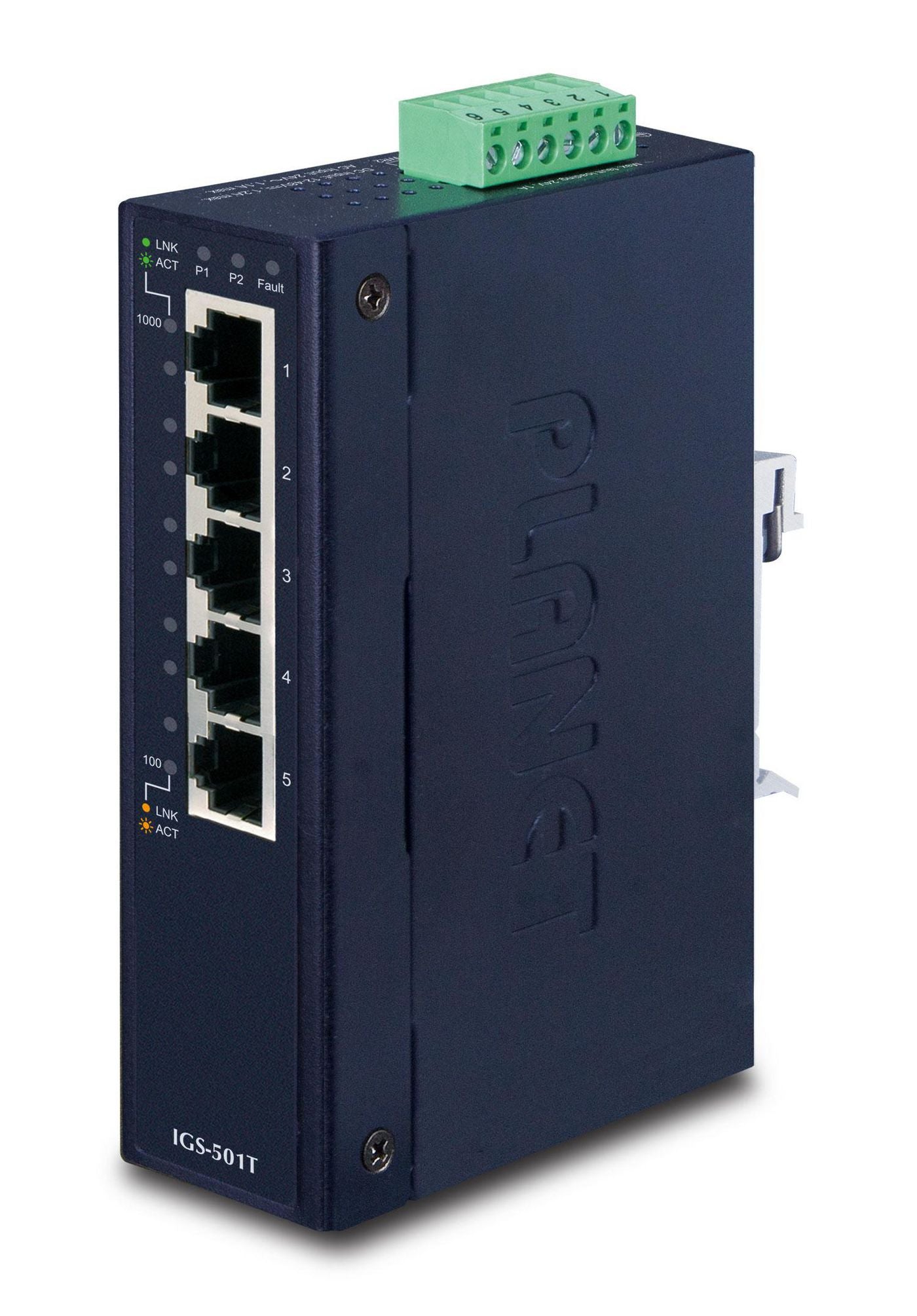 Planet IGS-501T 5-Port Gigabit Unmanaged Network Switch, IP30 Metal, 10Gbps
