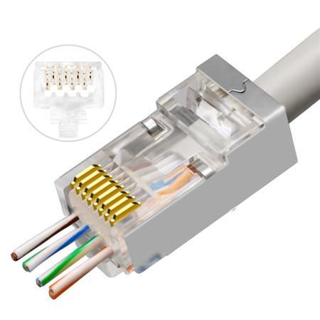 Lanview RJ45 Cat6 STP Wire Connector – Transparent Male Plug, 50-Pack