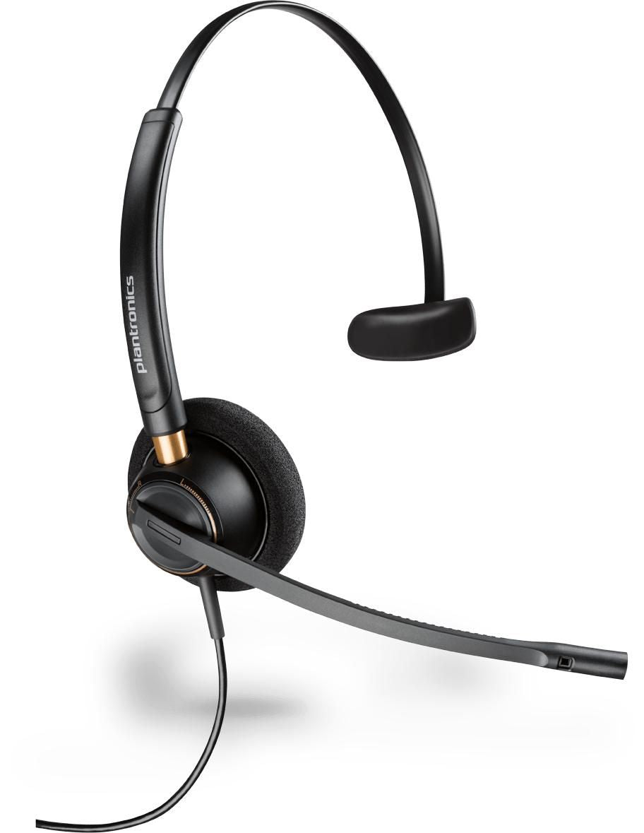 Poly 89433-01 Monaural Headset – Noise-Cancelling, 100-6800Hz, Black