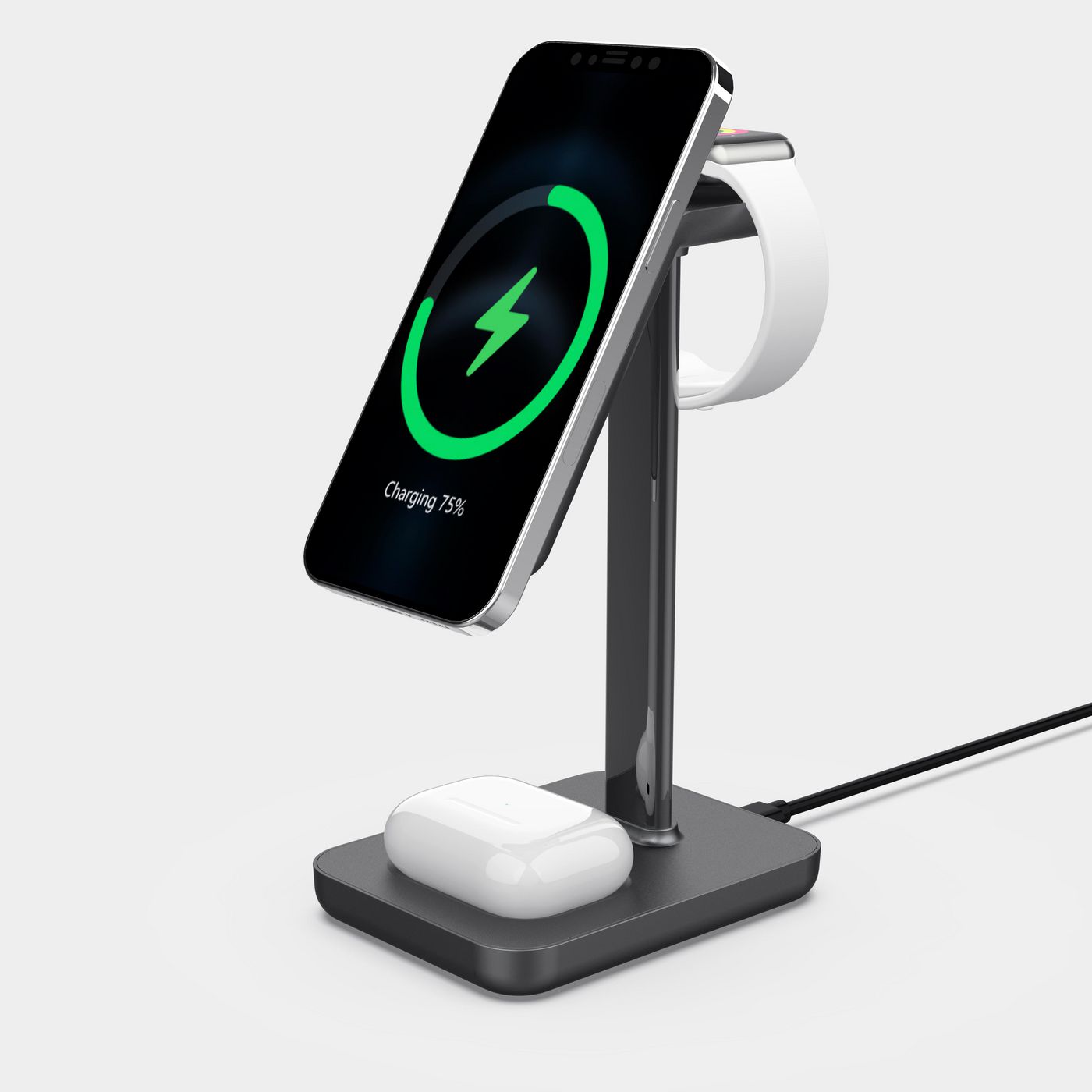 eSTUFF ES638201 3-in-1 Magnetic Wireless Charger – Aluminium, 15W, Fast Charging