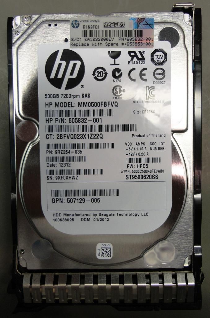 Hewlett Packard Enterprise 653953-001 500GB SAS 2.5" 7200RPM Hard Drive