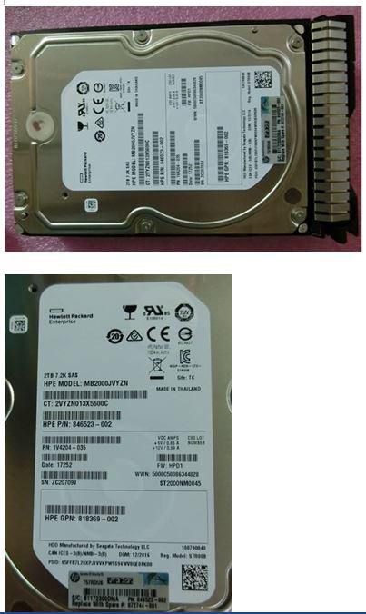 Hewlett Packard Enterprise 872744-001 2TB 3.5" SAS 7200RPM Hard Drive
