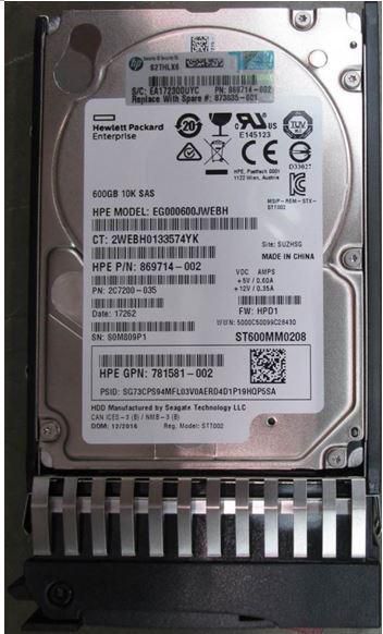 Hewlett Packard Enterprise 873035-001 600GB SAS 12G 10K SFF Hard Drive