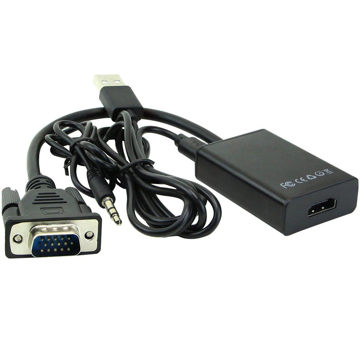 MicroConnect MONGGHDMI VGA to HDMI Converter with USB Power and Audio – Full HD 1080p, Black