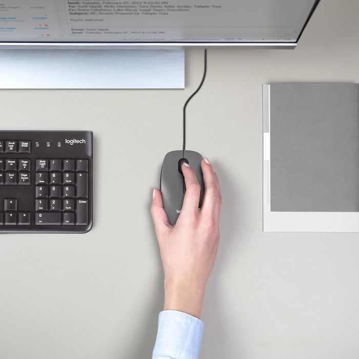 Logitech 910-006652 M100 Corded Mouse – USB Optical Ambidextrous 1000 DPI