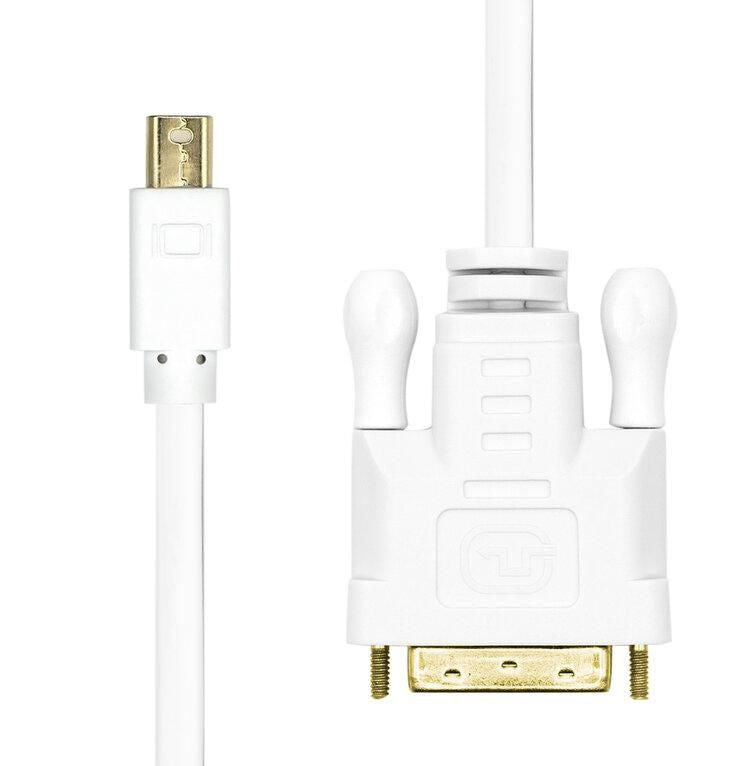 ProXtend MDP-DVI241-002W Mini DisplayPort to DVI-D 24+1 Cable 2m – 1080p, Gold-Plated, White
