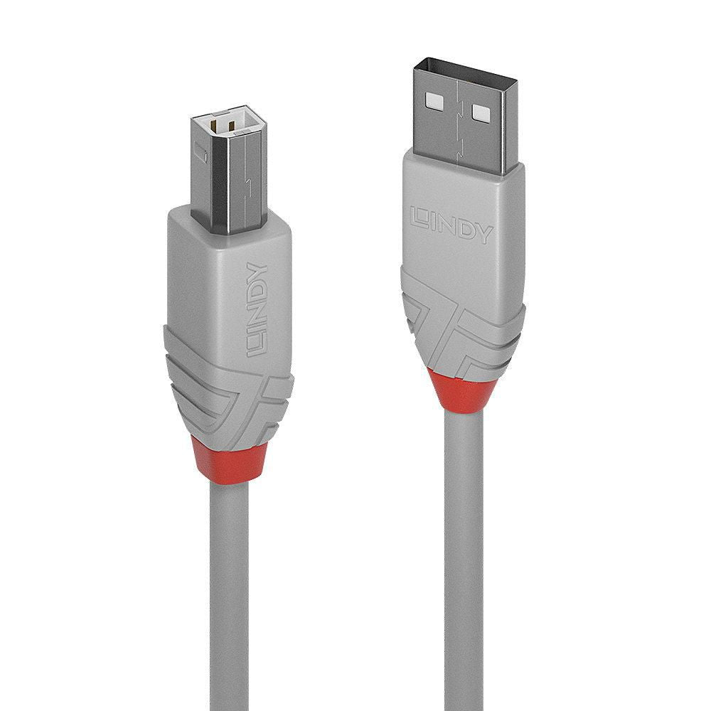 Lindy 36685 USB 2.0 Type A to B Cable 5m Grey Nickel Connectors