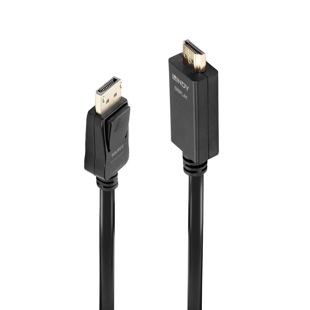 Lindy 36921 1m DisplayPort to HDMI 10.2G Cable – 4K UHD, Gold Plated, CE Certified