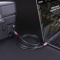 Lindy 36666 USB 3.2 Type C to B Cable 1m Black Round Cable