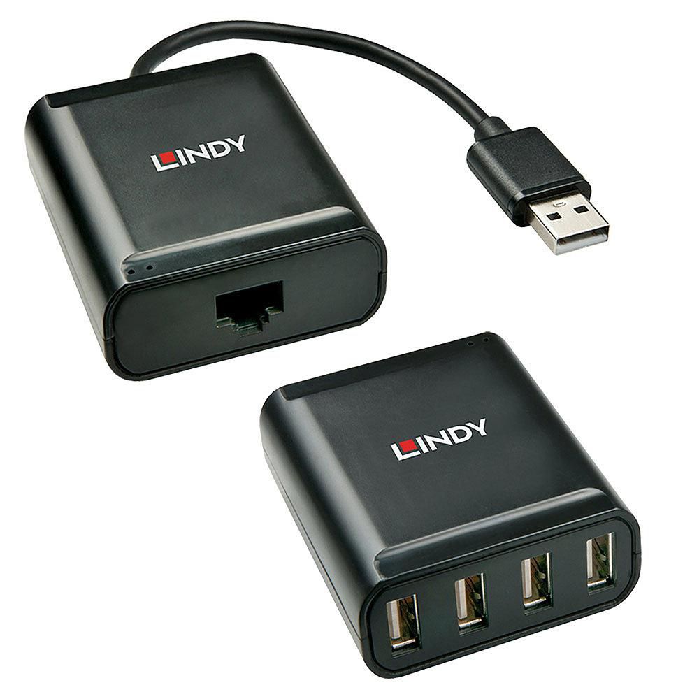 Lindy 42679 60m 4 Port USB 2.0 Cat.6 Extender – Metal Housing, Plug & Play, OS Independent