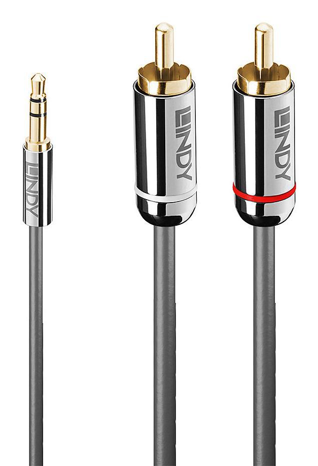 Lindy 1m 3.5mm to Phono Audio Cable – Cromo Line, Gold Plated, RoHS Compliant