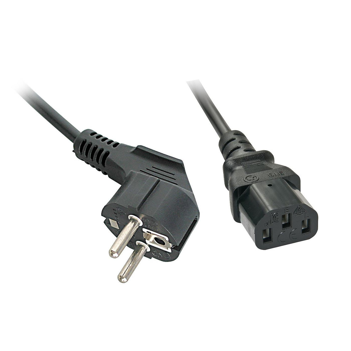 Lindy 30335 2m Schuko Angled to C13 Mains Cable H05VV-F3G Black