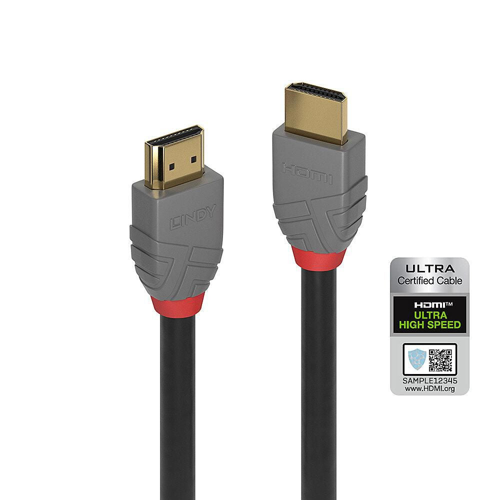 Lindy 1m Ultra High Speed HDMI 2.1 Cable – Anthra Line, 48Gbps, 10K, Black