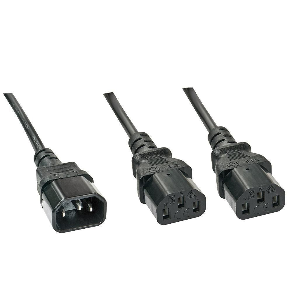 Lindy 30363 IEC Splitter Cable 1m IEC C14 to 2 x IEC C13 Black