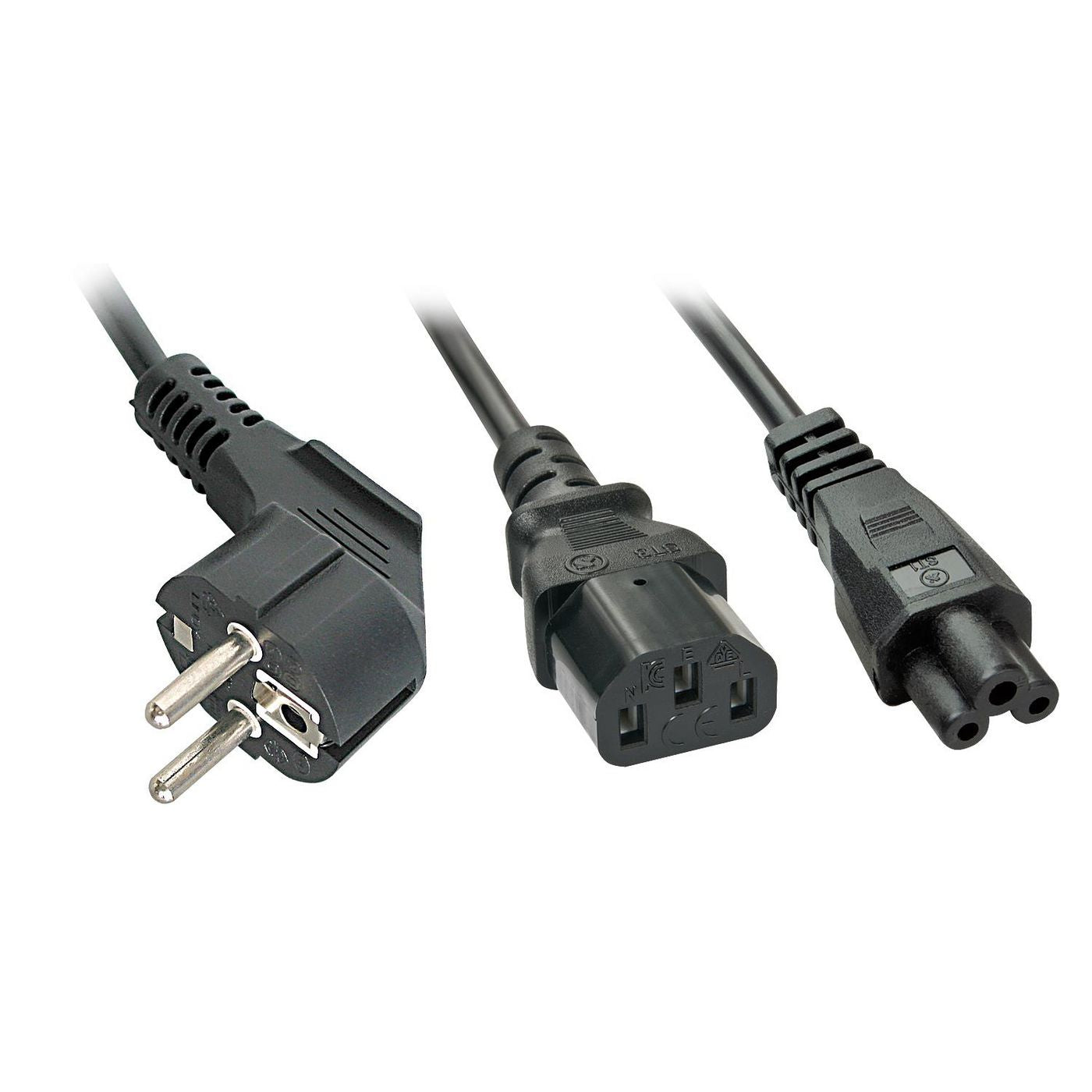 Lindy 30047 Power Cable Schuko to IEC C13 & C5 Coupler 2m Black
