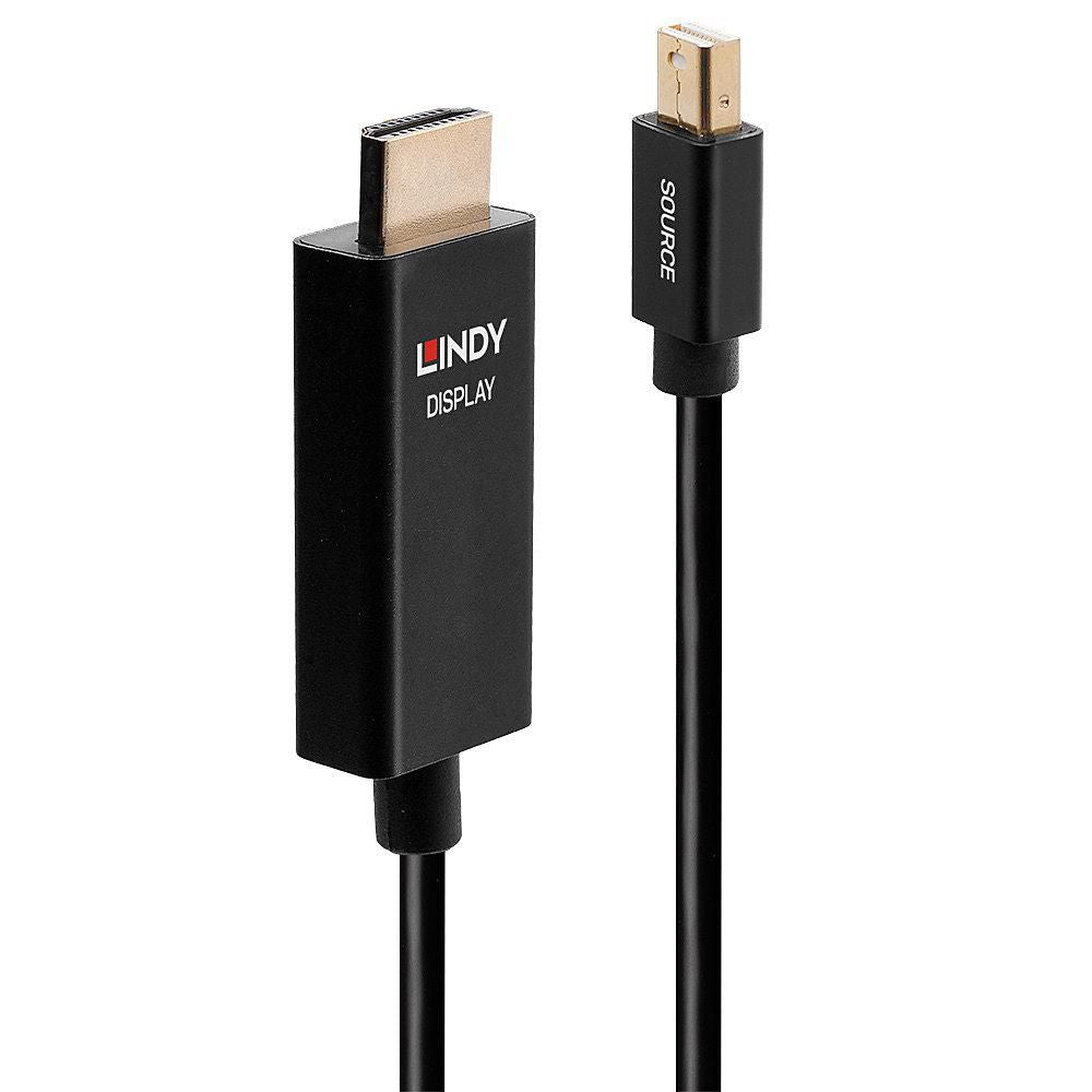Lindy 40923 3m Active Mini DisplayPort to HDMI Cable – 4K HDR, Gold-Plated, 2-Year Warranty