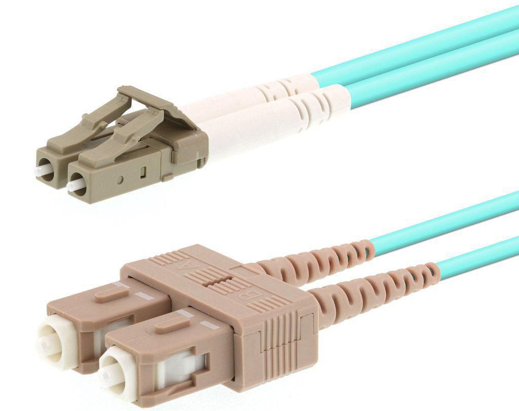 LOGON PROFESSIONAL OM3 Fibre Patch Cable LC to SC 0.5m 50/125µm Duplex