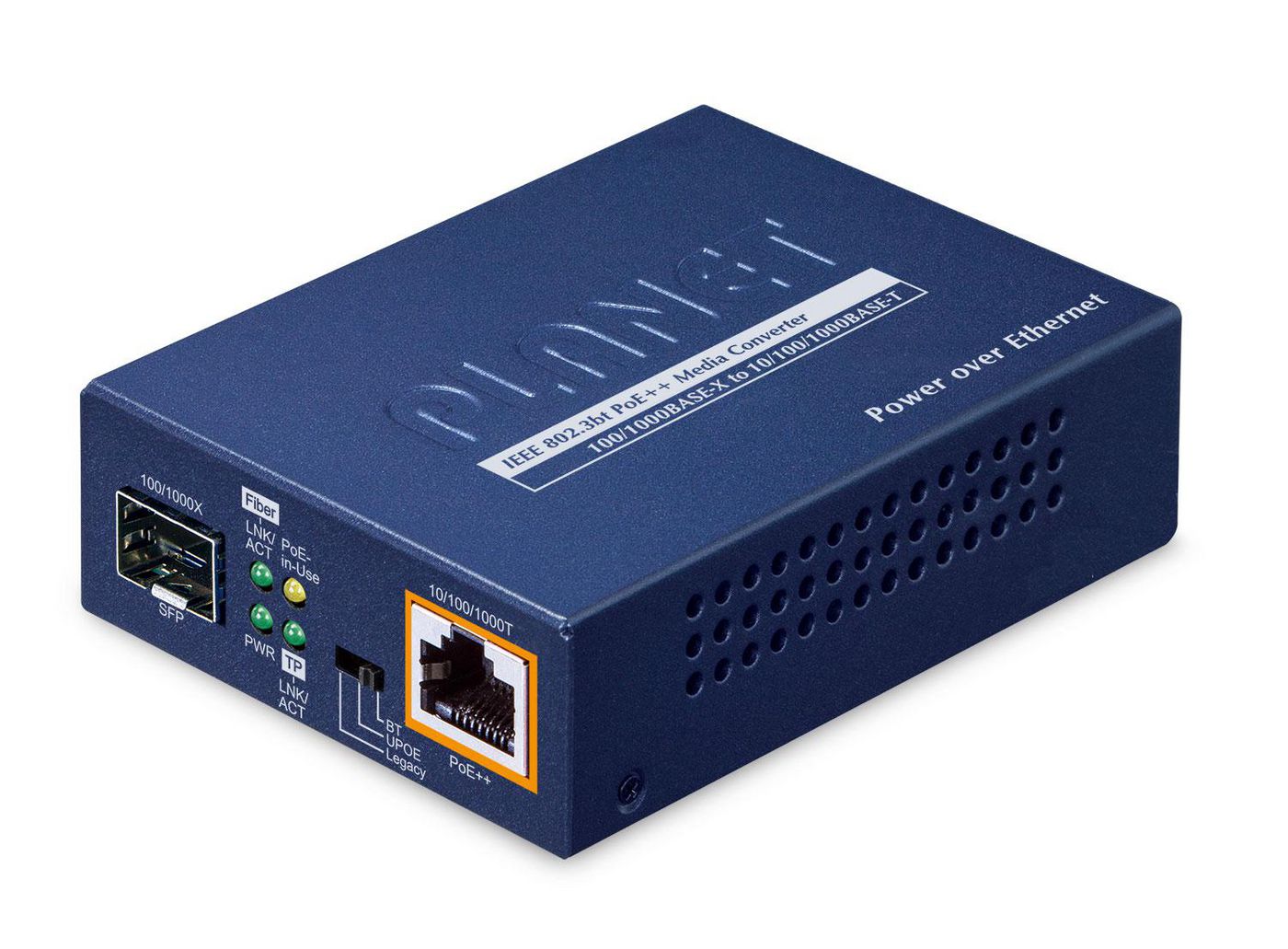 Planet GUP-805A-60W Media Converter – 1-Port SFP to 1-Port PoE++ 60W