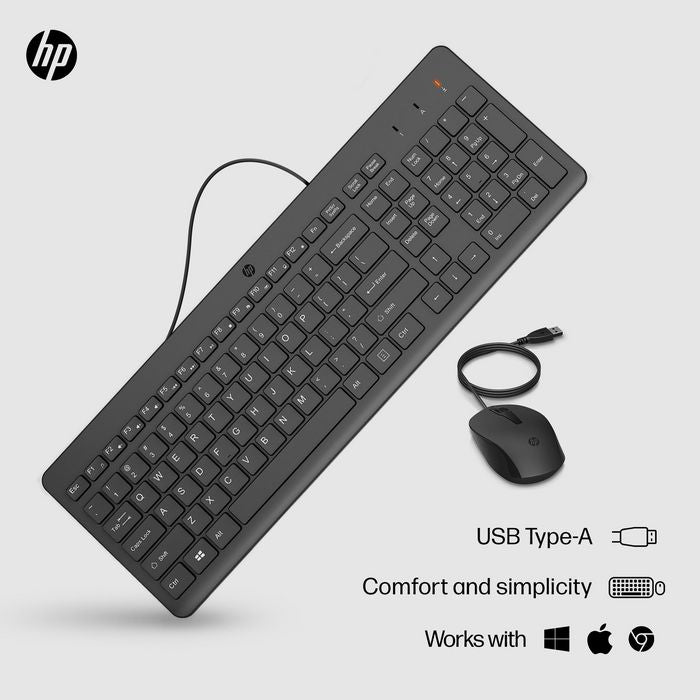 HP 240J7AA#UUW Wired Keyboard and Mouse Set – Nordic Layout, 1600 DPI, USB