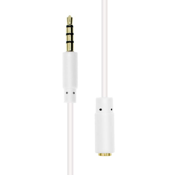ProXtend M4EXS-01W Mini-Jack 4-Pin Slim Extension Cable – 1m White 3.5mm Male to Female