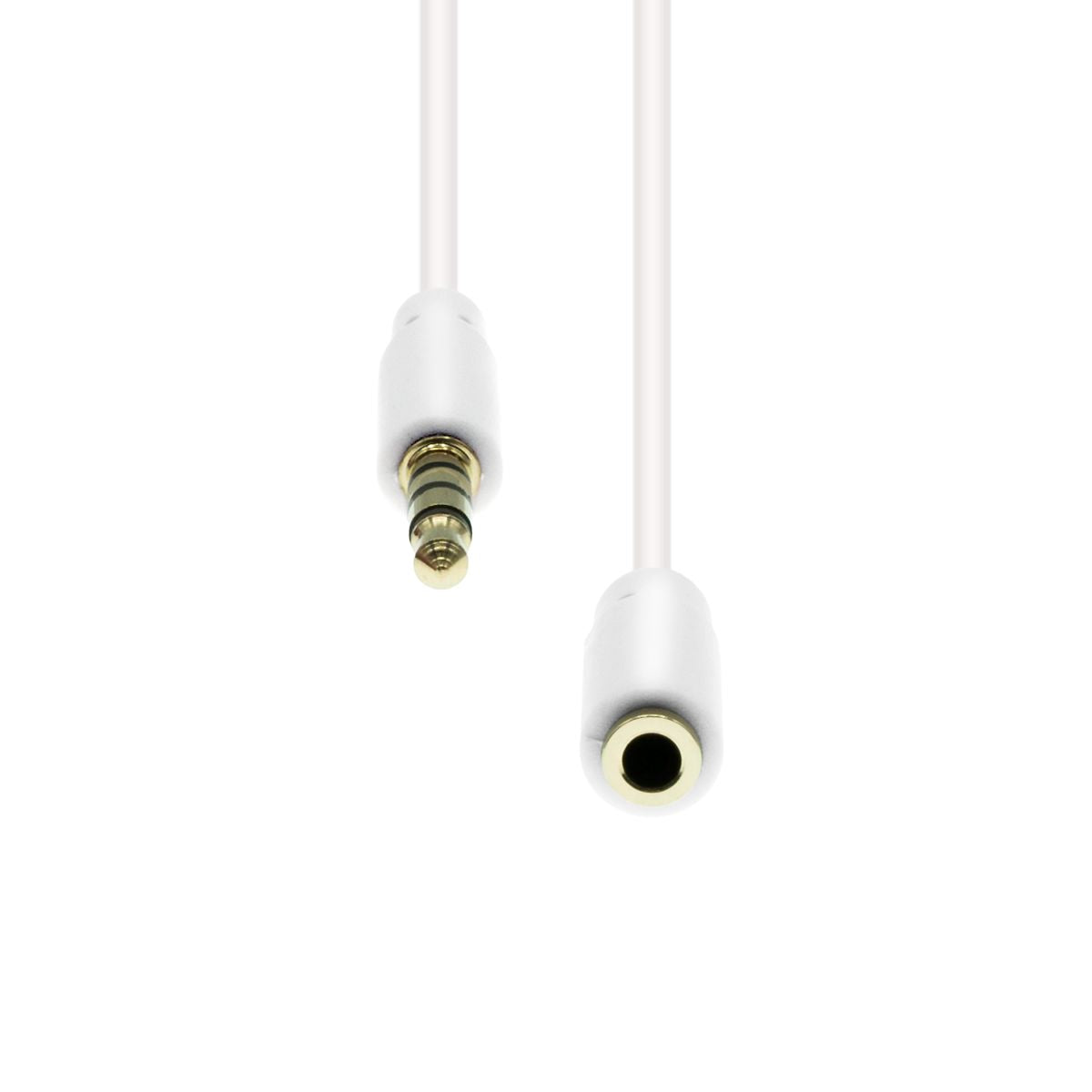 ProXtend Mini-Jack 4-Pin Slim Extension Cable, 2m, White – 3.5mm Male to Female