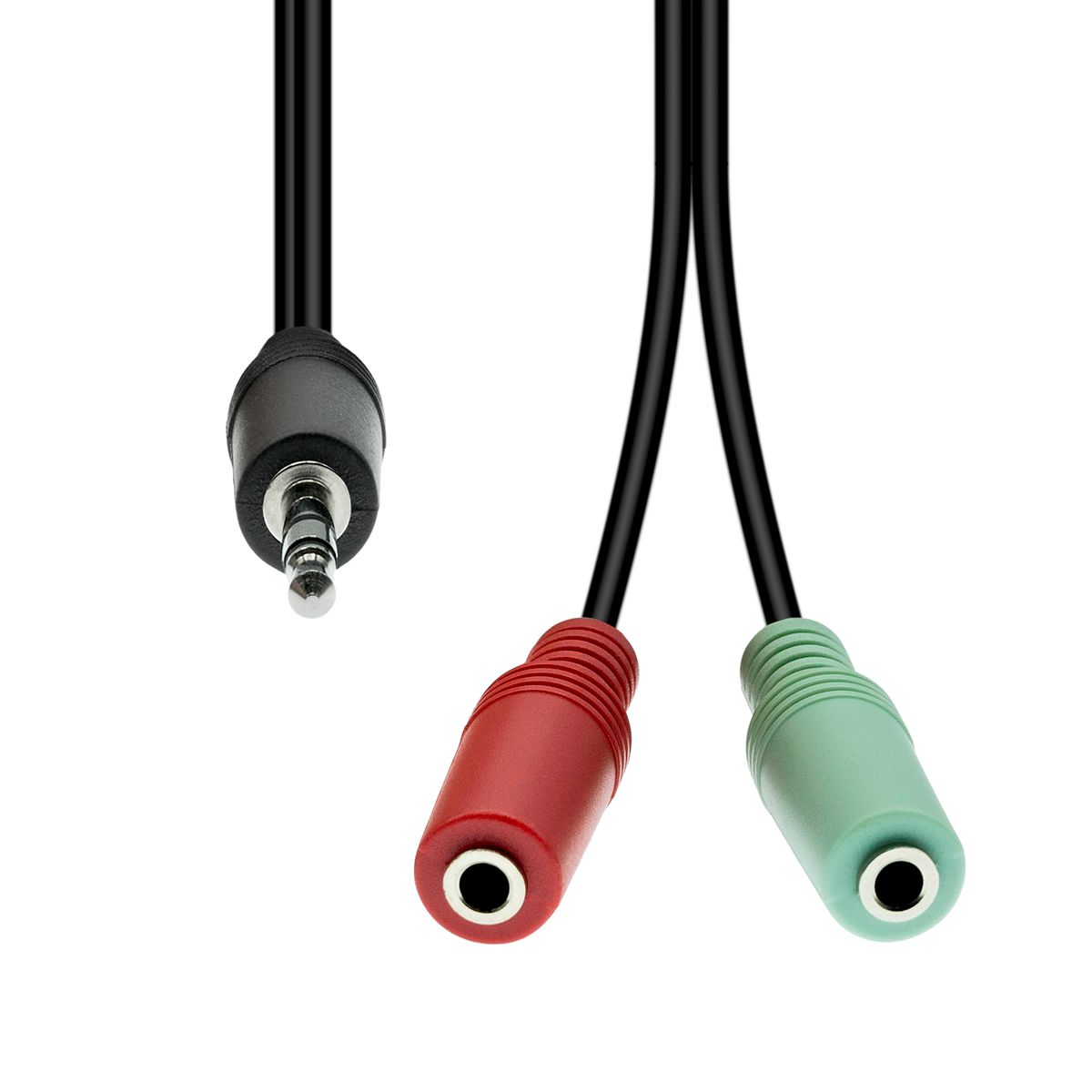 ProXtend Mini-Jack 4-Pin to 2x 3-Pin Audio Cable – 3.5mm Male to Female, Black, 0.3m