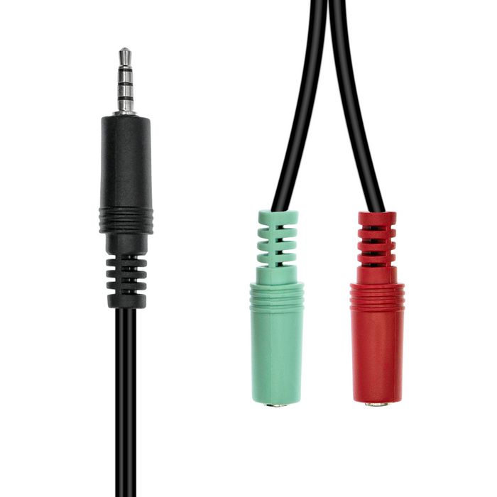 ProXtend M42XM3F-003 Mini-Jack 4-Pin to 2x 3-Pin Audio Cable M-F Black 0.3m 3.5mm