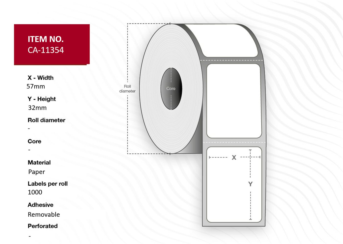 Capture CA-11354 Printer Labels – White Self-Adhesive 57x32mm 1000/Roll