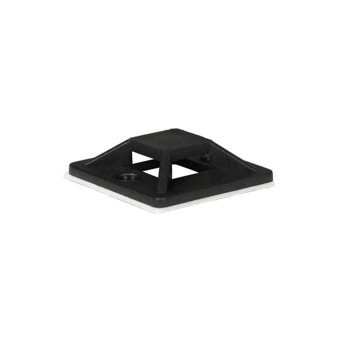 Lanview Self-Adhesive Cable Tie Mounts – 25mm x 25mm, Black, 50 Pack