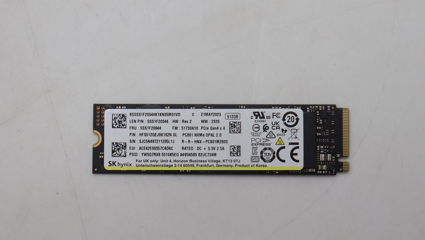Lenovo 5SS1F20644 M.2 2280 SSD 512GB PCIe 4.0 x4 OPAL2 Security