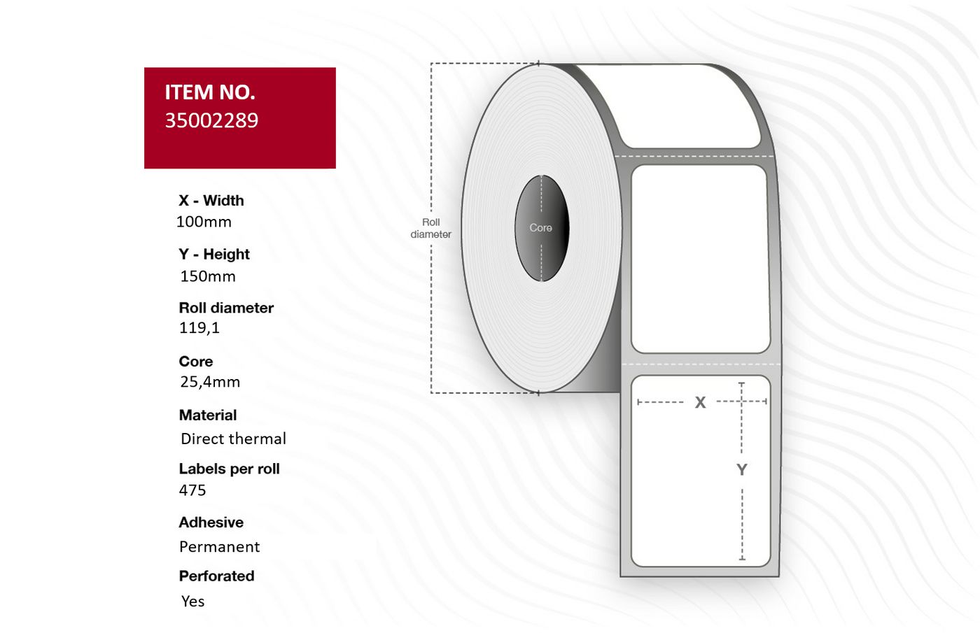 Capture CA-LB5155 Printer Labels 100x150mm Direct Thermal White Permanent 500/Roll
