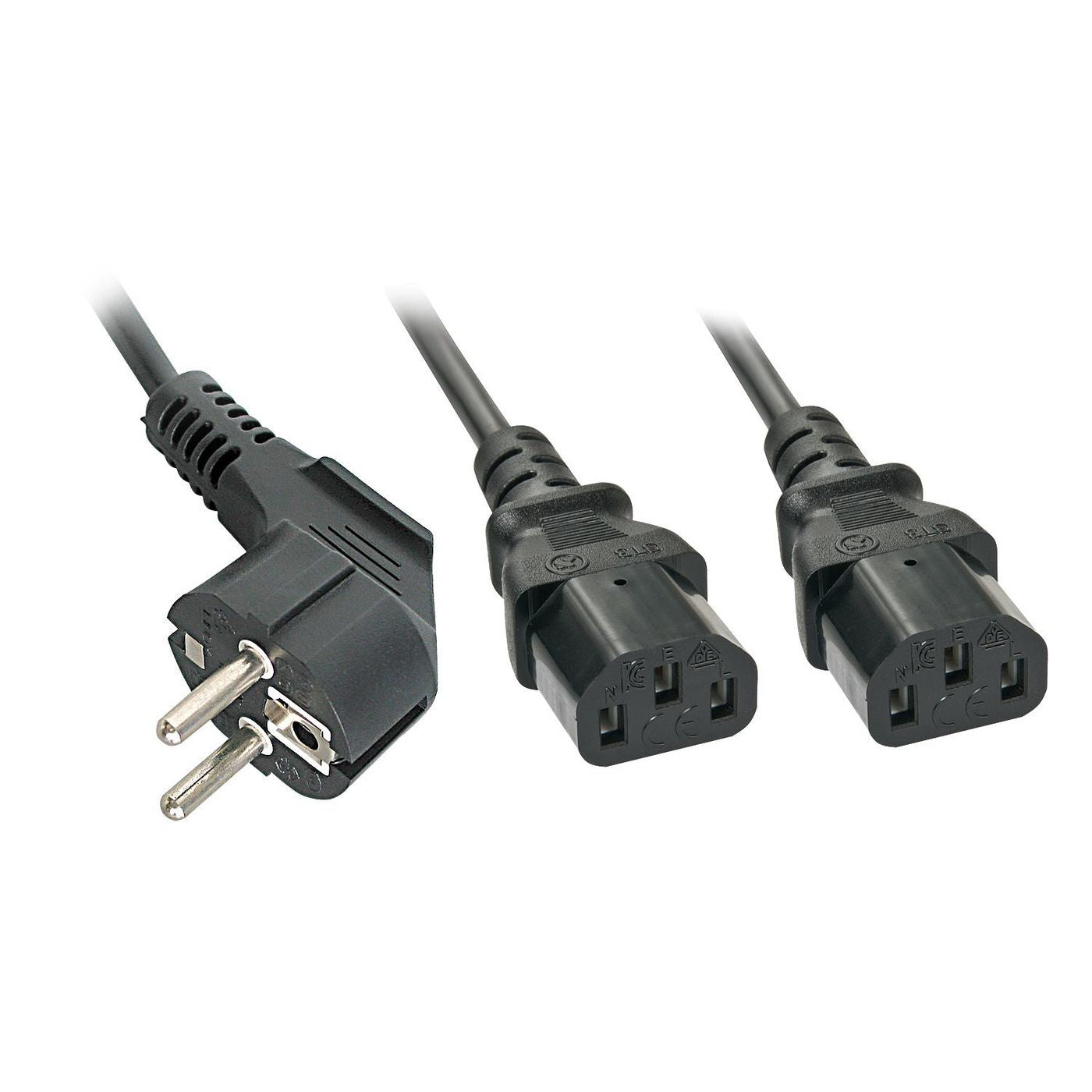 Lindy 30048 Schuko to 2x IEC C13 Y Power Cable 2m Black