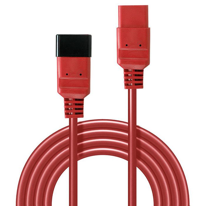 Lindy 30125 IEC C19 to C20 Extension Cable – 3m Red Power Lead