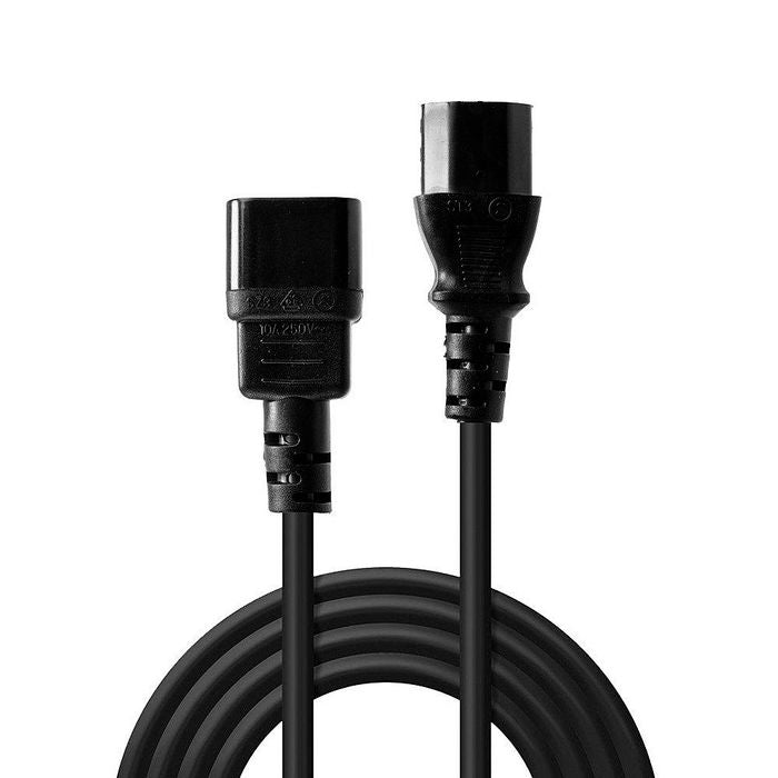 Lindy 30321 IEC Extension Cable – 1m Power Lead Black C14 to C13