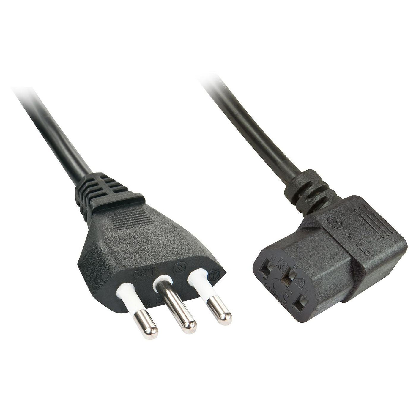Lindy 30346 Black 2m Angled C13 Coupler Power Cable IEC Mains Lead