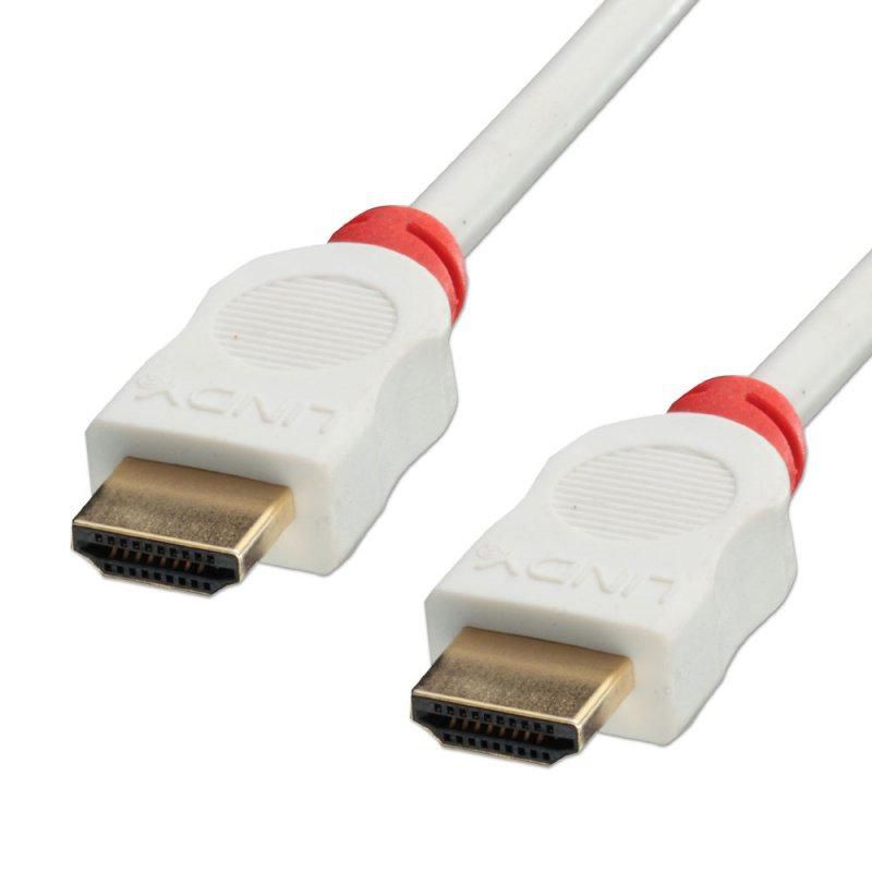 Lindy HDMI High Speed Cable 3m – Gold Plated, Red/White, Type A Male to Male